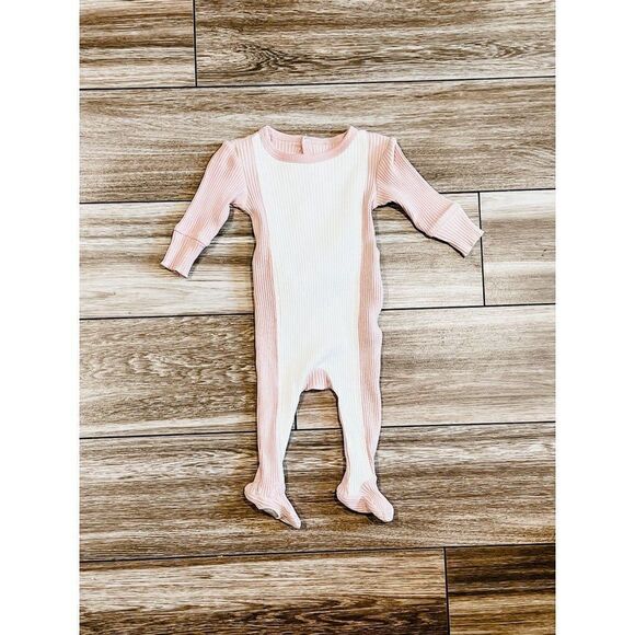 Mon Tresor Bebe Ribbed Stripe Footie, Size 6M - Picture 1 of 3